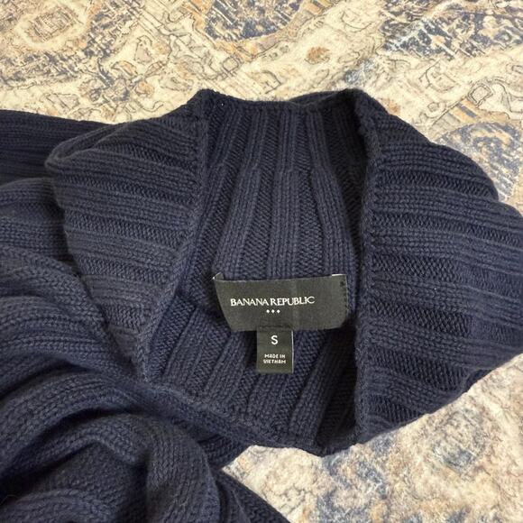 NWT Banana Republic | Navy Mock Neck Thick Knit Sweater Midi Dress Long Sleeve S - Picture 10 of 11